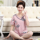 
Victoria's style middle-aged mother pajamas for women in summer pure cotton short-sleeved home clothes middle-aged and elderly thin cropped pants two-piece set Y3937 3XL