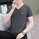 JEEP SPIRIT high quality thin white men's v-neck short-sleeved t-shirt base shirt youth top summer new pure cotton t-shirt black Q694 short sleeve M