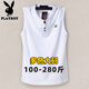 Playboy Henry Collar Pure Cotton Thin Summer V-Neck Vest Men's Broad Shoulders Plus Fat Extra Large Loose Shoulder Sweatshirt Fat Man Sleeveless T-Shirt Navy V 4XL Recommended 205-225Jin Jin is equal to 0.5 kg