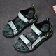 Boys' Sandals 2025 New Summer Children's Soft Sole Anti-Slip Middle and Large Boys' Outdoor Sports Beach Shoes Summer Style Army Green 30