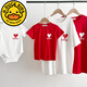 G.duck2026 Korean style loving parent-child outfit for a family of three or four baby cotton short-sleeved T-shirt family outfit photo shoot white 66 rompers 10-14Jin Jin is equal to 0.5kg