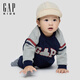 Gap Baby Spring Waffle Raglan Long Sleeve Contrast Color Jumpsuit Children's Romper 848402 Navy Blue 73cm (6-9 months) Asian size