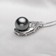 DL 1998 Fat Donglai same style Tahitian pearl pendant single short clavicle chain 925 silver round black mother-of-pearl necklace 12mm-13mm