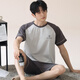 
Yalu 2025 new summer striped pajamas for men for summer teenagers short-sleeved men pure cotton home clothing for men large size HDE-9928 L