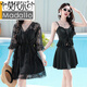 
Modal large-size swimsuit for women fat mm long 200 Jin [Jin equals 0.5 kg] cover belly and make you look slim and sexy three-piece set big breast split high waist swimsuit 6196 three-piece set - black M Recommended 80-95 Jin [Jin equals 0.5 kg]