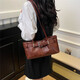 Spring and summer retro versatile new shoulder bag fashionable work commuting fashion bag casual versatile niche shoulder red brown