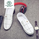 Specht Frühling und Sommer Neue Herren Beanie Schuhe Lazy Schuhe Low top treibende Lederschuhe Weiche Oberfläche Weiche alleinige trendige Männer lässige Schuhe Schwarz 9230 43