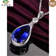 ZBJP new sterling silver S925 Korean version 13 carat 5A grade tanzanite pendant sapphire necklace inlaid with diamond necklace for women sapphire single pendant