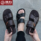 Huili Sandals Мужские сандалии тапочки с двойными пляжными сандалиями Мужские папа повседневная обувь без скольжения повседневные сандалии 3882 коричневые 43