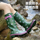 
EVERCREATURES British Fashion Rain Boots Rain Shoes Rubber Non-Slip Water Shoes Water Boots Cartoon Chicken Print High Tube Rain Shoes Women Military Green Chicken Print High Tube 10CHK 38
