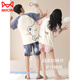 Cat Man (MiiOW) with chest pad couple pajamas summer pure cotton short sleeves women's sweet cartoon men's thin style can be worn outside home clothing suit 691 M women L