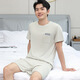 TTPMER睡衣男士夏季棉质短袖加大码薄款宽松中青休闲家居服套装可外穿 9928【H系列男短袖短裤套装】 175 L 【建议100-130斤】