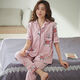 Pajamas de yalu para mujeres en verano delgadas sueltas de gran tamaño Madre pantalones de manga corta de gran tamaño juego de ropa para el hogar Q9922 Bolsa de pastilla M (peso 90-105 Jin [Jin equivale a 0.5 kg] se puede usar)