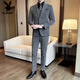Playboy (PLAYBOY) lapel collar two-button suit men's suit business casual solid color Korean version slim fit groom's wedding suit three-piece medium gray suit + trousers + vest XL (125-140Jin Jin equals 0.5 kg)