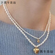 Flash engraved old Phoenix Korean love pearl pure silver necklace fairy versatile style medium necklace Lao Fengxiang same style