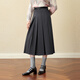 SEIFINI Shifanli classic college style JK deconstructed skirt 2025 autumn new high-waist slim commuting versatile pleated skirt dark gray long skirt S