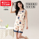 
Red bean (Hodo) integrated pajamas with breast pad for women in summer pure cotton thin vest for summer girls sleeveless home clothes suit with breast pad vest set-Y9856 M Women_Suggested 80-100Jin [Jin equals 0.5 kg]