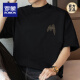 Romon (Romon) 260G American Heavy Gewicht T-Shirt Herren-kurzärmelige reine Baumwoll-Runde Hals Top Sommer Trendy Lose halbärmelte T-Shirt M09-694 Weiß L [120-140jin [Jin gleich 0,5 kg]]]