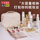 Kambodscha und Chongqing-Kosmetik-Partition Aufbewahrungsbeutel tragbares Fahren mit großer Kapazität kleiner Licht Luxus High-End Tragbarer Toilettenartikel [Milch-Aprikosenfarbe] Extra große Kapazität mehr Partitionen mehr Partitionen