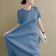Miyake japonés Ichisaki [3291 colecciones] Vestido arrugado para mujeres 25 Summer Nuevo cuello redondo simple Simple manga rosa Purple M