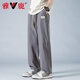 Yalu Bingsi Pants for men's summer quick-drying thin loose straight-leg casual pants for boys' new cool-sports wide-leg trousers 6636 Military Green L about 110-130Jin [Jin equals 0.5 kg]