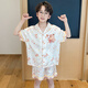 
Shiru Meng Summer Children's Short Sleeve Set Home Suit Spring and Summer Ice and Snow Lapel Boys Boys Cartoon Cardigan Pajamas 6636# (Yellow Dragon) 130 Children 12 size 120-130CM 45-55Jin[Jin equals 0.5 kg]