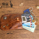 Kangourou (kangourou) Japonais simple couche supérieure vache vache légumes en cuir tanné rétro pour femmes sachet mini sac clés sac carte de cartes monnaie portefeuille marron marron