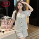Pajamas modales de Langsha (Langsha) con almohadilla para el pecho para mujeres delgadas de manga corta de verano para mujeres Conjunto de ropa para el hogar transpirable externo simple 838 m [tela modal fría]