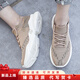 Klwp Canvas Shoes Men's Flying Mesh Shoes New Casual Casual Shoes Massurs Breathable Fino Canvas Sports Running Zapatos Khaki 36