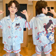 Langsha Jungen Pyjamas Sommereis Seiden Kurzschlärm Dünne Stil Conan Zhongda Kinder 2025 Neue Stil Junior High School Mädchen Kinder Home Kleidung Q kurze Seide-6629 Biqi Girls Kinder 10 Größe empfohlene Höhe 105-115 cm All Size
