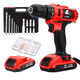 Kraftwell charging electric drill household electric screwdriver rechargeable lithium battery repair hand drill set tool 112 piece 12V lithium battery set P3092A