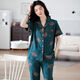 Pajamas de yalu para mujeres en verano delgadas sueltas de gran tamaño Madre pantalones de manga corta de gran tamaño juego de ropa para el hogar Q9922 Bolsa de pastilla M (peso 90-105 Jin [Jin equivale a 0.5 kg] se puede usar)