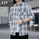 Jeep Spirit American Plaid Room Men's 2025 Летняя японская рубашка летняя длинное рукав тонкий солнцезащитный крем