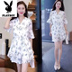 Playboy (Playboy) Fashion Casual Anzug Frauen 2025 Sommer-Neutemperament und Altersreduzierung gedruckter Chiffon-Top-Shorts Zwei-teilige schwarze Single-Hose-Sehen Sie sich das Bild an-Flaggschiff M _Suggested 80-100jin [Jin gleich 0,5 kg]