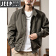 JEEP SPIRIT jacket men's 2025 autumn and winter American retro velvet workwear handsome stand-up collar casual trendy brand pilot jacket military green model regular XL suitable for weight 135-150Jin Jin equals 0.5 kg