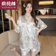 Yu Zhaolin (Yuzhaolin) Letras retro de verano Pajamas de seda de hielo Femenina Traje de manga corta El estilo de celebridades de celebridades se puede usar en el exterior de estilo fino suelto