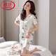 Langsha Light Luxury High-End Nightgown for Women Summer NUEVO Seda de Hielo Femenino Vestido corto de manga corta Pajama de mujeres de verano de verano 9928 M
