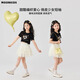 moonkids童装女童短袖T恤2025夏季薄款儿童短款印花上衣女孩夏装新款衣服 19118黑色短袖 170 cm