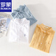 Romon-Männer-Leinen kurzärärmiges Hemd Japan japanische dünne Sommerjugendliche Festkörper-Cotton-Wäsche-Hemd 9711 Yellow L 115jin [Jin gleich 0,5 kg]