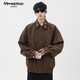 MMOPTOP American fake two-piece plaid spliced lapel jacket autumn and winter men's windproof jacket MJK22 coffee L