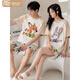Victoria's style 2025 new couple pajamas summer cotton short sleeves one man and one woman cartoon cute summer comfortable home clothing set GEY-687 (main photo of couple) XL Female + Men L
