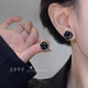 Ruihongxiang 999 sterling silver earrings black camellia earrings for women light luxury niche design temperament earrings 2025 new earrings 999 sterling silver earrings black camellia earrings pair