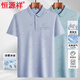 Hengyuanxiang mulberry silk middle-aged and elderly men's lapel short-sleeved T-shirt for men's daddy suit summer Paul shirt middle-aged and elderly ice silk half-sleeved ice silk-9851 gray real pocket M 48/165