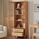 Shouer Nordic solid wood bookcase with glass door bookcase simple modern storage cabinet living room display cabinet sand 9902# walnut color storage cabinet