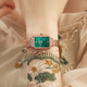 Olevs [Freundin] Klassische Quartz Watch Chinese Trendy Watch Fashion Watch Women's Watch Wasserdes Retro Small Green Watch Geschenk [Temperament und vielseitig] Zeit 6624L Rose Mesh Rose Shell Grün 29 mm Zifferblatt Durchmesser: 22x