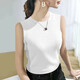 
New round neck solid color vest for women in the summer wear slim fit and slim inside and mother's sleeveless base shirt top K11-white + white XL Recommended 110-125Jin [Jin equals 0.5 kg]