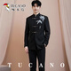 Woodpecker New Chinese Style Xiuhe Suit Men's National Style Bamboo Leaf Black Mao Suit Groom Engagement Wedding Dress Tang Suit Black Two-piece Set Jacket + Pants M (125-140Jin Jin equals 0.5kg)