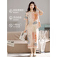 Cat Man Pure Cotton Pyjamas Femme 2025 Été NOUVEAU FEMME À MARCHES CARRIÉS PANTÉ CRARDED SET Été Élégant costume Summer Yr: 6189 Blue Wreath Rabbit White Pantal