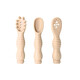 
Baby supplementary food silicone tableware set for children's silicone suction cup bowl baby spoon silicone meal plate owl meal plate beige-3 piece set for fork spoon