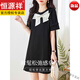 Hengyuanxiang súper caliente de verano súper caliente arco pequeño con una cubierta de carne suelta negra y vestido de camiseta de manga corta para mujeres. Marca de alta gama + Black + Top Ten Women's Clands L.